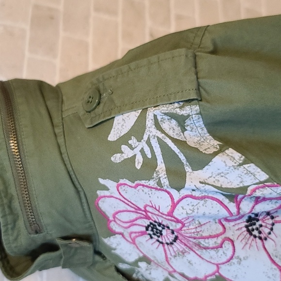 NWOT Desigual Women's Green Embroidery Long sleeve Hooded Spring Parka(Sz L) - Picture 6 of 16